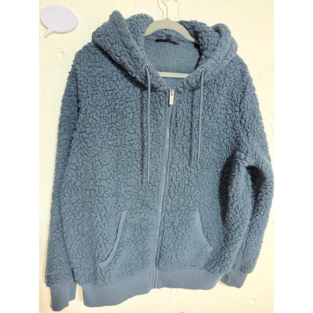 Marc New York Andrew Marc Blue Sherpa Full Zip Hoodie Jacket XL